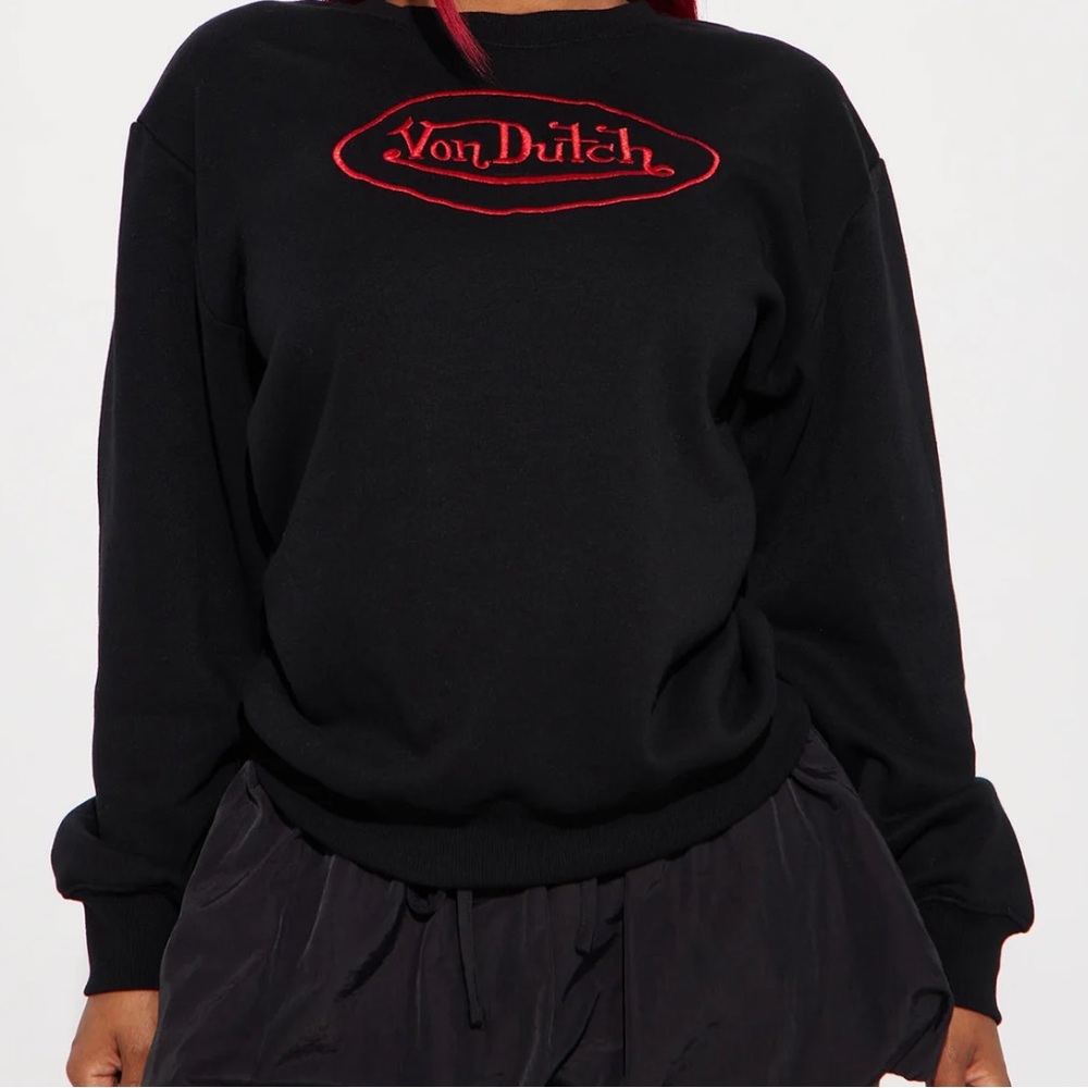 Von Dutch Embroidered Crewneck Sweatshirt - Black/Red